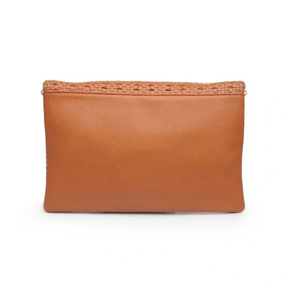 Elegant Tan Woven Clutch